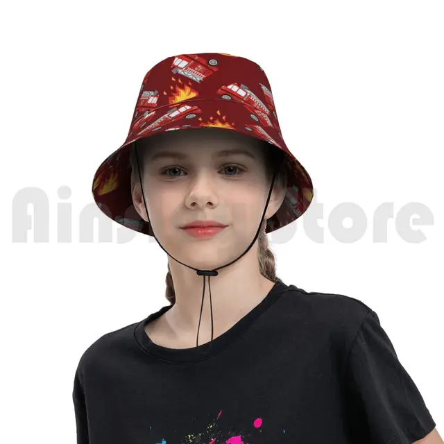 Red Fire Truck Sun Hat Foldable UV 