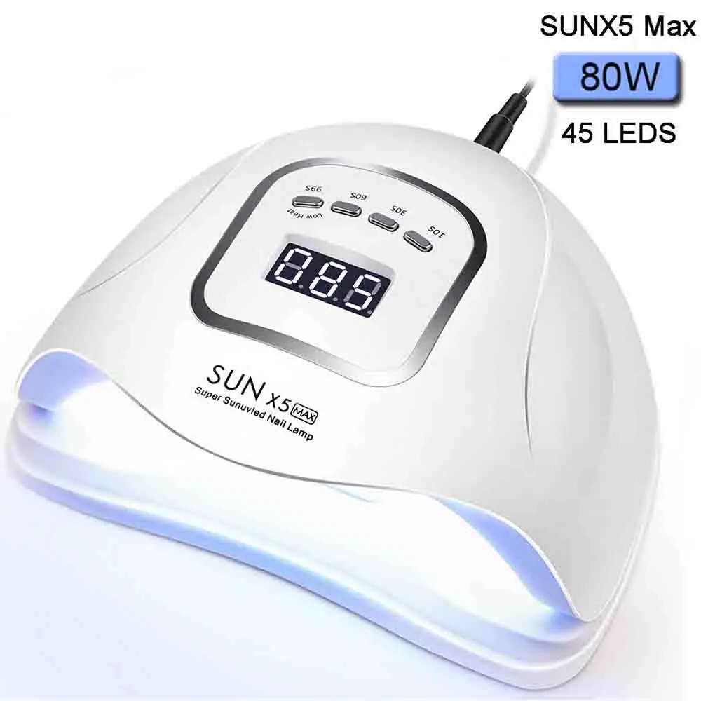 SUNX5MAX 80 Вт SUNX5MAX УФ светодиодный светильник 45 шт. светодиодный Сушилка для ногтей для всех гель-лаков двойная мощность быстрая сушка с автоматическим датчиком маникюрная лампа для салона - Цвет: SUNX5MAX