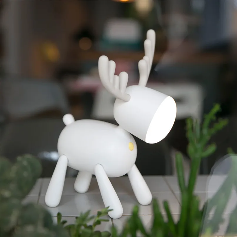 

Led Usb Charging Elk Night Light Charging Cute Deer Atmosphere Light Intelligent Timing Lovely reading light table lamp Gift