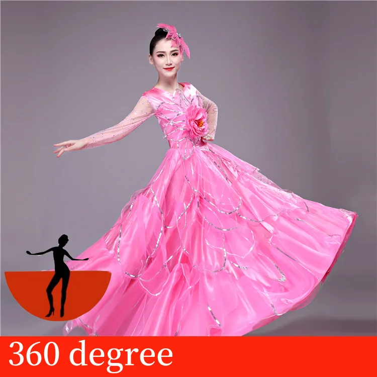 Pink 360 Flamengo Испания; юбки для танцев; костюмы для танца живота фламенко платье Испании коррида бальная одежда для танцевальных выступлений SL1459 - Цвет: Pink 360