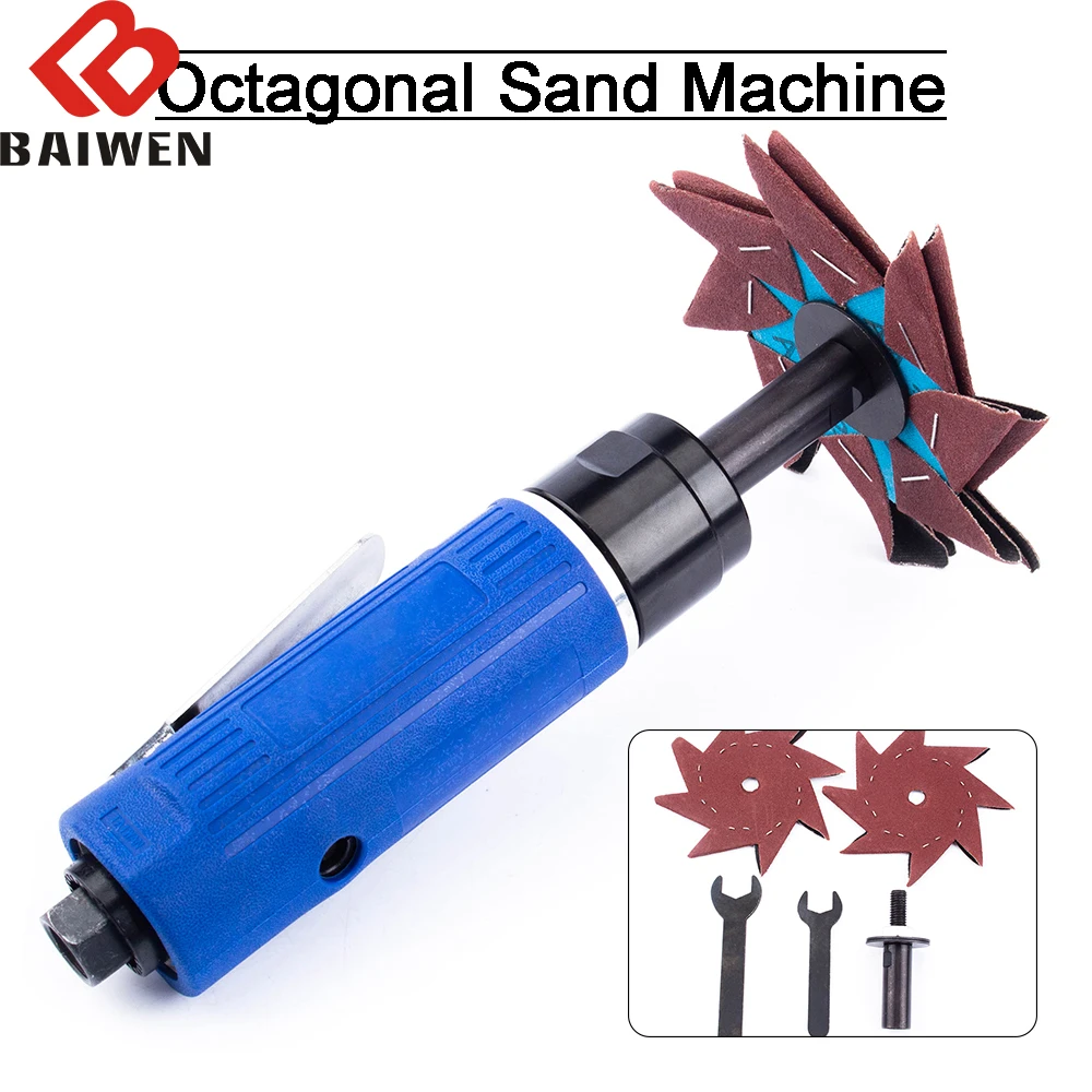 Mini Pneumatic Eight-Petal Octagonal Sanding Machine Air Die Grinder 2500RPM For Polishing Rust Removal Cutting Rotating Tools 12pcs set mini metal clening wire brushes diy paint rust remover removal cleaning polishing detail metal brushes tools