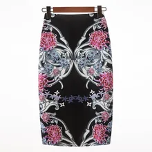 Женская Ретро Индивидуальность печать эластичная сплит высокая поясная сумка цветочные юбки