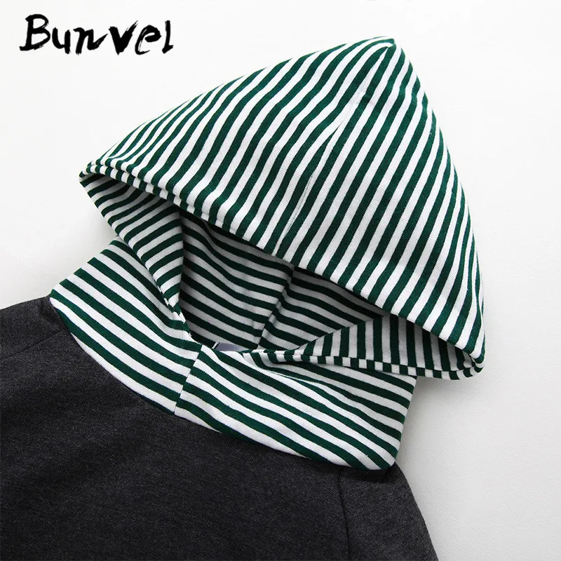 Bunvel/комплект одежды для новорожденных из 2 предметов; осенне-зимние камуфляжные комплекты одежды для маленьких девочек и мальчиков; полосатая толстовка с капюшоном+ штаны