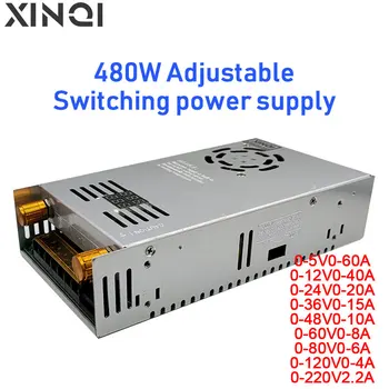 

480W digital display current limit adjustable voltage and current switching power supply 5V 12V 24V 36V 48V 60V 80V 120V 220V