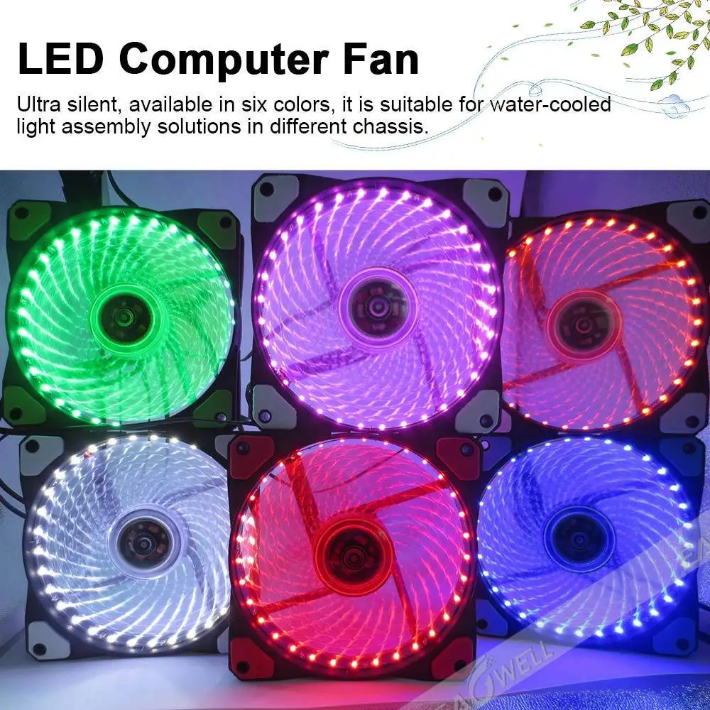 

LED Glare Chassis Cooling Fan High-brightness 33leds Big 4 Pin 3 Pin 18.8dB Shockproof Fan 1200RPM DC12V Cooler