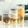 Gilded Glass Storage Jars Decorative Candy Pot Sealed Storage Jar with Lid Spice Grains Pots High Capacity Kitchen Organizer Box 3
