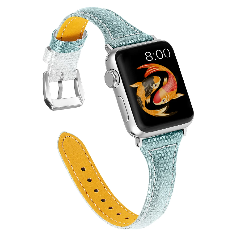 Ремешок OULUCCI для apple watch band 38 мм/40 мм/42 мм/44 мм черный кожаный браслет series