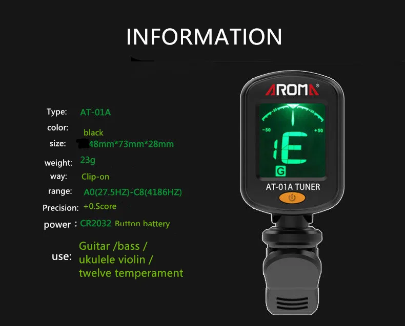 Народный тюнер для акустической гитары Скрипка-укулеле бас электронный тюнер струнный музыкальный инструмент Аксессуары тюнер бас-гитары
