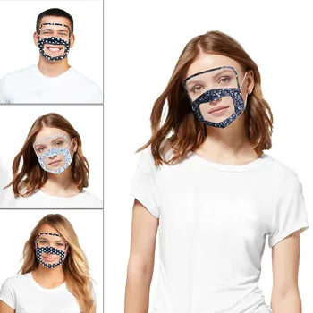 

4PC Man Women Clear Window Visible Protective Face Mask with Eyes Shield Washable Reusable Mask With Filter And Detachable Party