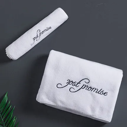 ZHUO MO 80* 160 cm embroidered cotton bath towel Super absorbent 35* 72 cm soft face towel Bathroom men women gifts for Adults - Color: white 2pcs set