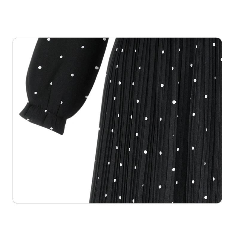 Big Promo hOyep Blusas femininas elegant women dress 2019 long sleeve dress women long dress dot bow black chiffon dresses 3XL plus size 1475 45