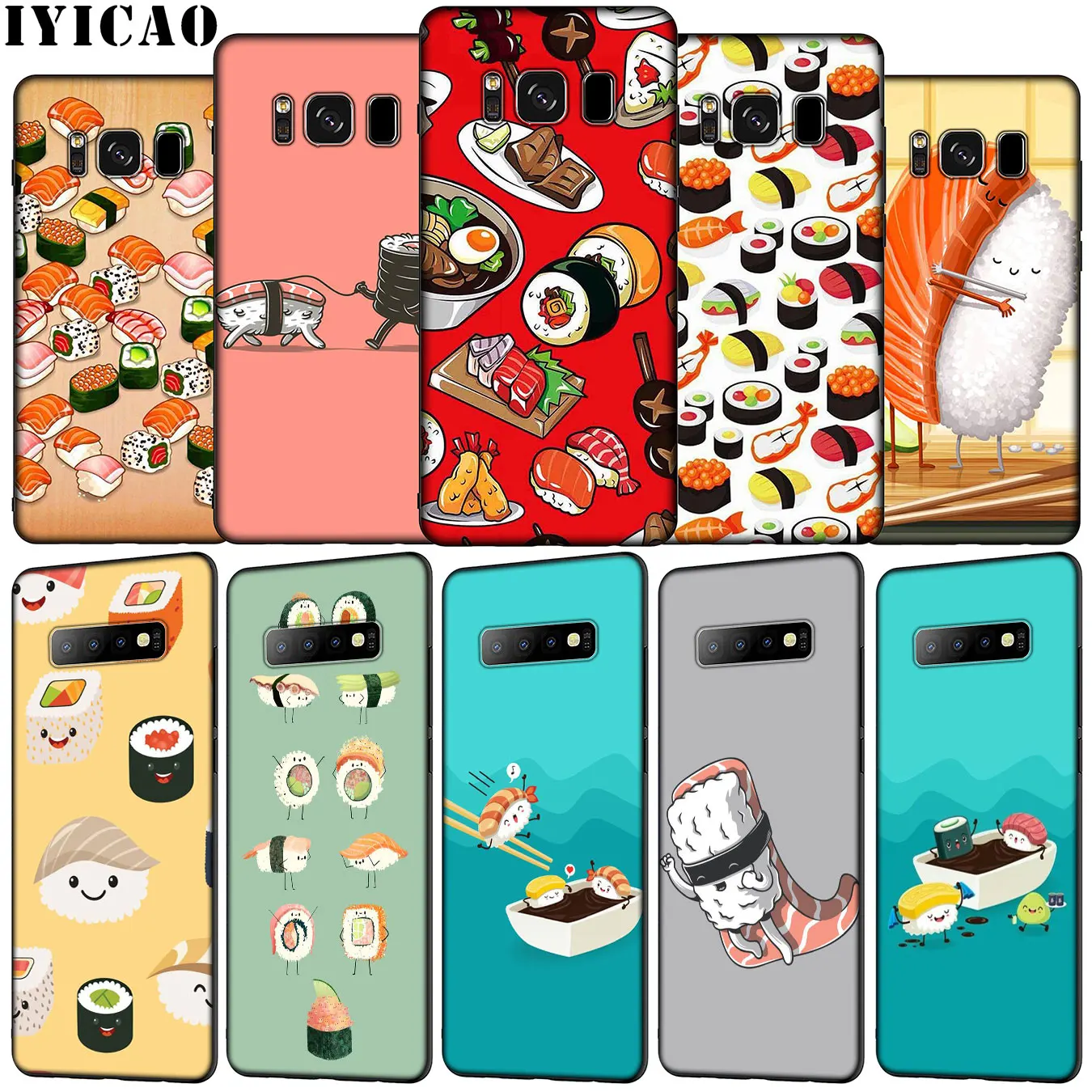 IYICAO cartoon sushi food Soft Silicone Phone Case for Samsung Galaxy S20 Ultra S10e S9 S8 Plus S6 S7 Edge S10 Lite Cover | Мобильные