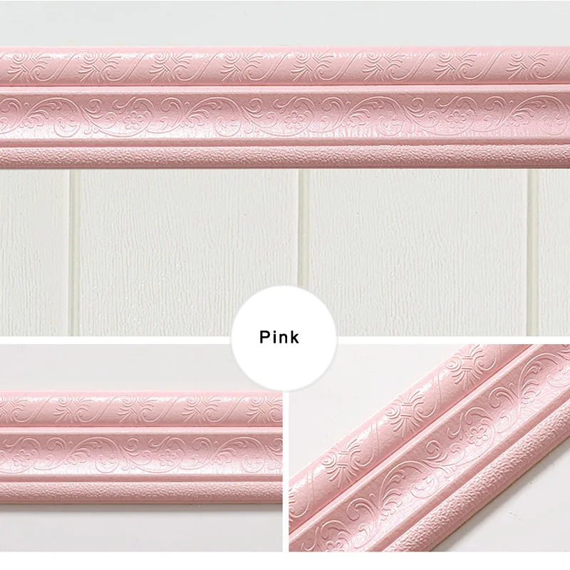 Отделка стен линии плинтуса границы 3D узор стикер декор самоклеющиеся Водонепроницаемый полосы 2019ing - Цвет: Pink