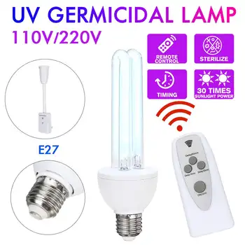 

E27 20W UVC Ultraviolet UV Light Tube Bulb Disinfection Lamp Ozone Sterilization Mites Light Germicidal Lamp Bulb+Remote control
