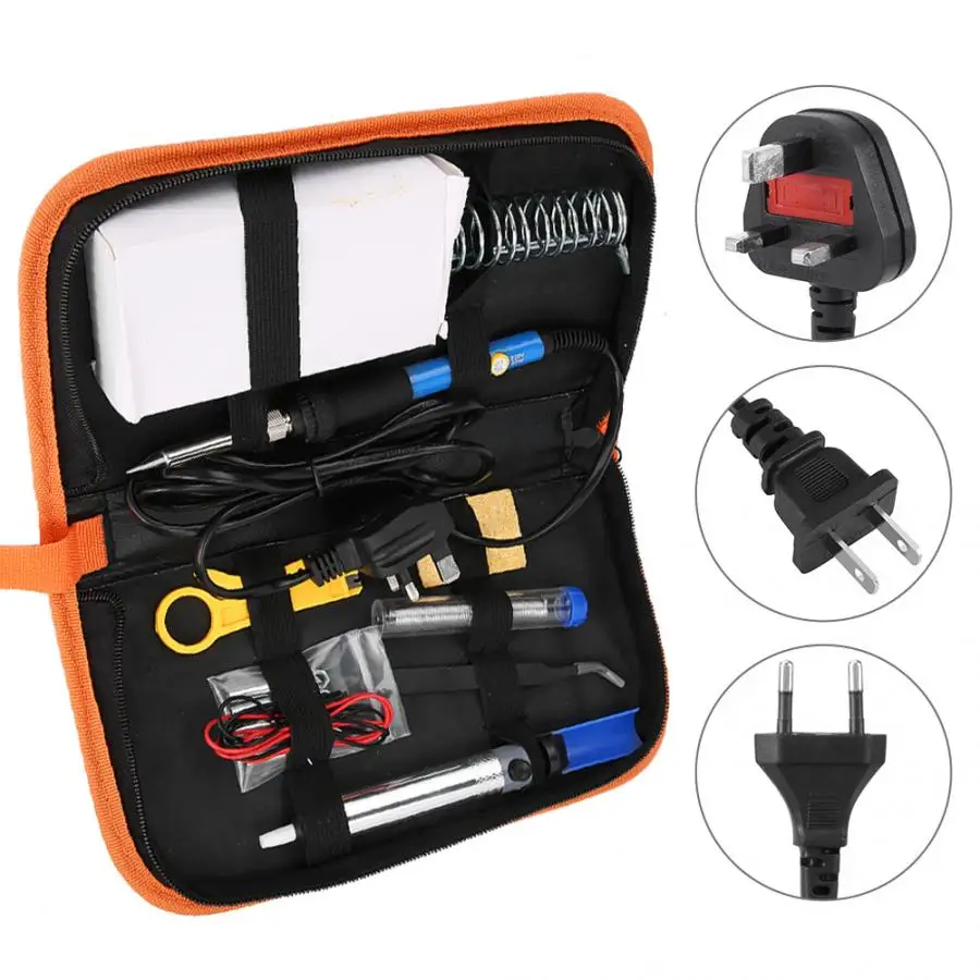 

16pcs 60W Adjustable Temperature Soldering Iron Kit Electronics Repair Tool 110V/220V