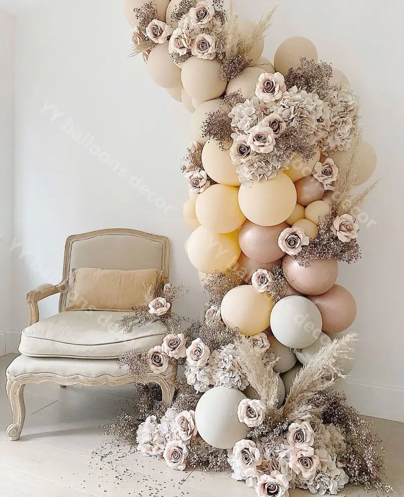 Latex Balloon Garland Arch Kit White Cream Peach Blush Rose Gold Balloons Wedding Bridal Shower Bachelorette Party Decoration | Дом и сад