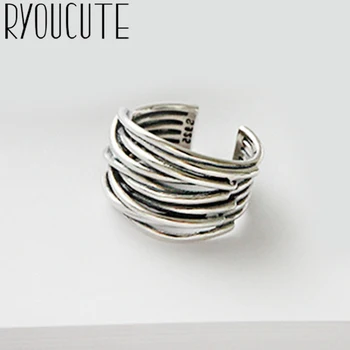 

Exaggerated Retro 925 Sterling Silver Multilayer Chains Rings For Women Engagement Rings Vintage Thai Silver Jewelry