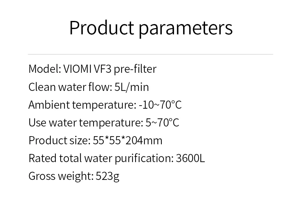 Xiaomi Mijia Viomi предварительный фильтр VF3 Дехлорирование и ингибирование шкал 5л/мин высокопоточный самоизменяющийся сердечник без электрификации
