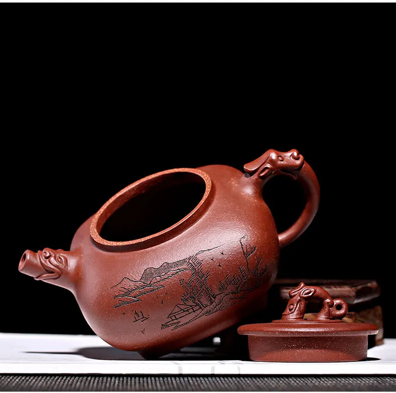 Yixing Clay Teapot Raw Ore Bottom Slot Greenish Blue Entirely Handmade Prepared for zhong ying Muddy square pot Genuine Product
