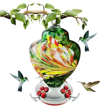 

Bird Water Feeder Bottle Hanging Hummingbird Feeder Garden Outdoor Painted Flower Iron Hook Bird Automatic Feeder Water Feeder