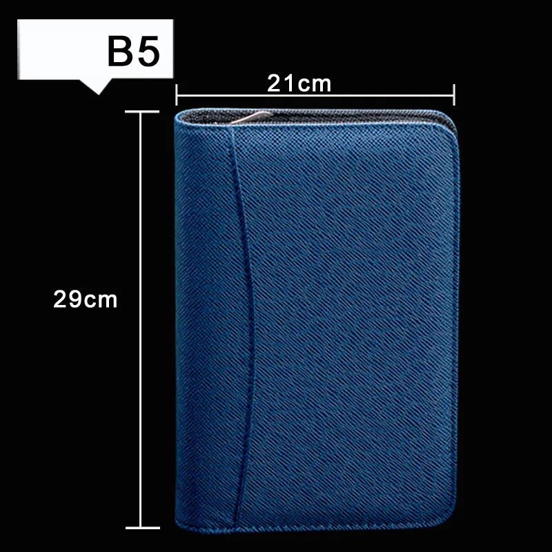 B5 Blue A6/A5/B5 дневник записная книжка и журнал с калькулятором Биндер спиральная записная книжка бизнес менеджер папка Padfolio сумка на молнии руководство - Цвет: B5 Blue