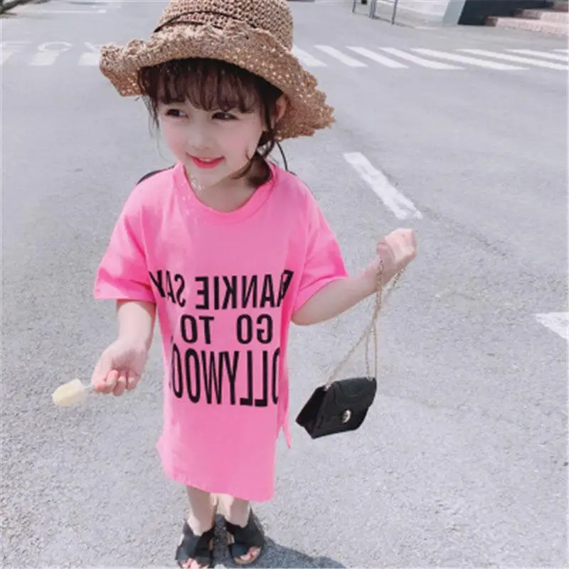Summer Toddler Girl Dresses For Children Cotton Clothes Pattern Lettern Kids Girls Tshirt Dress Baby Costume - Цвет: baby girls dress 1
