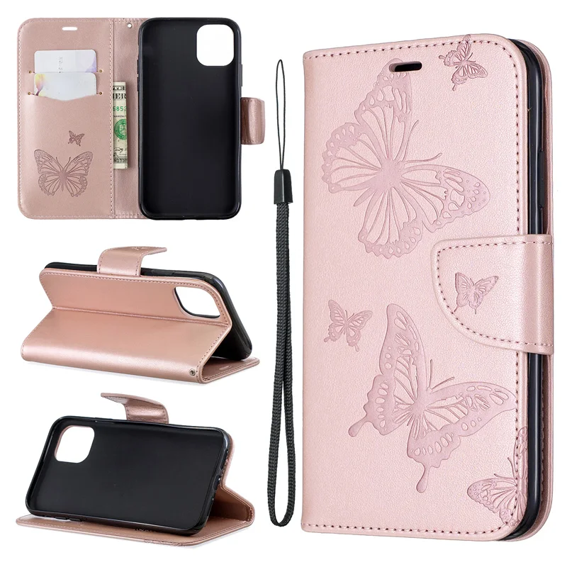

2019 Butterfly Flip Case For Iphone 11 pro max Cover Wallet PU Leather Bag For Coque Iphone 8 7 6 Plus 6s Case Cell Phone Book