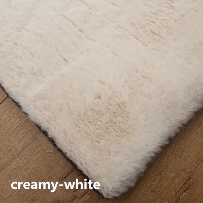 creamy-white Современная гостиная спальня пушистый Детский пушистый нордический ковер кровать большой мохнатый большой размер искусственный мех кролика утолщенный плюш Yug - Цвет: creamy-white