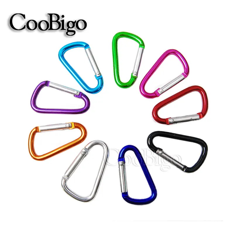 10pcs Mixed Colors 10 шт. красочное d-образное кольцо Карабин Алюминиевый сплав Открытый скалолазание Кемпинг Пешие прогулки быстро тянет пружинный зажим крюк брелок - Цвет: 10pcs Mixed Colors
