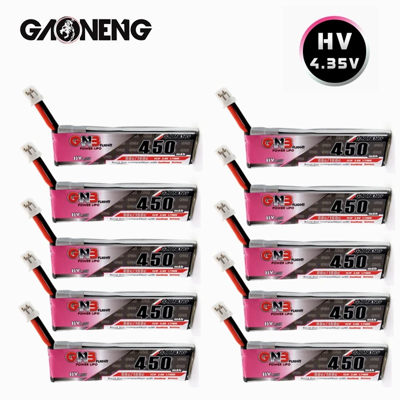 Gnb 3.8v 1s 450mah 80c/160c hv 4.35v lipo bateria para fpv que compete o zangão m80s tiny7 beta75s emax tinyhawk snapper7 zangão ph2.0
