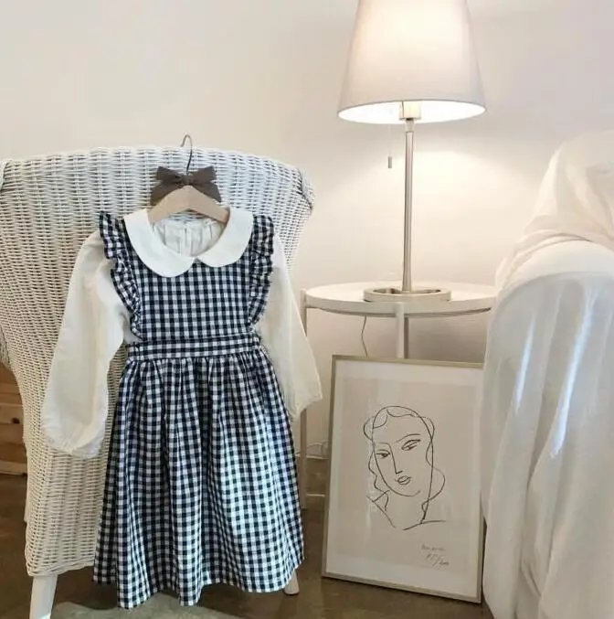 

Retail 2019 Fall Puff Sleeve Vest Dresses For Girls Princess, Children Cute Dress 1-6 T
