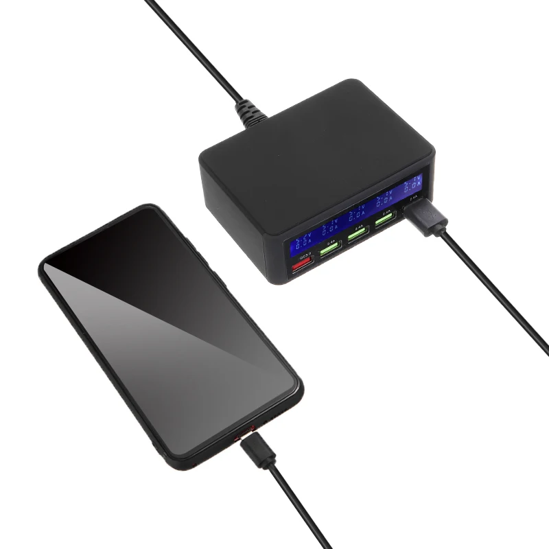 5 портов USB зарядное устройство светодиодный цифровой дисплей Быстрая зарядка зарядное устройство ЕС вилка настольное зарядное устройство адаптер для мобильного телефона умная зарядка