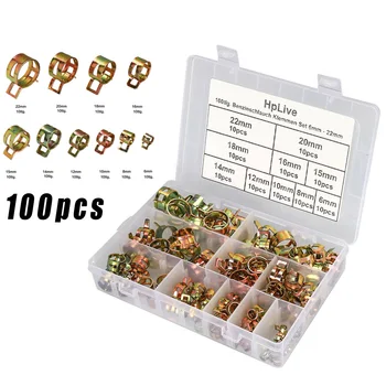 

100pcs/set Auto Car Vacuum Fuel Line Hose Spring Clip Fasteners Clamp Brackets Clamps Steel Zinc Plated Repair Supply