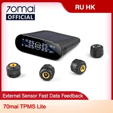 70mai sistema de monitor pressão dos pneus lite carro inteligente tpms energia solar controle app sistemas alarme segurança automática pneus aviso pressão