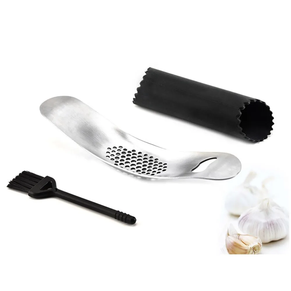 Stainless steel manual garlic press garlic grinder set pressure garlic with bottle opener function Cooking tools 20O31 (2)