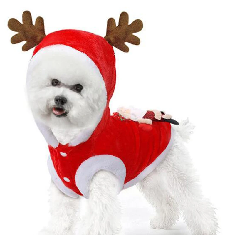 Рождественское пальто для собаки щенка Рождественский олень с капюшоном собаки Костюм roupa cachorro для Bichon Cat XS S M L XL XXL