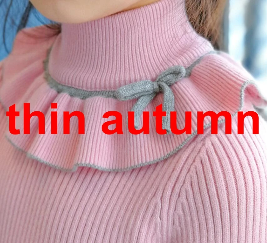 Весенне-осенне-зимняя одежда для детей от 3 до 11 лет пуловер для девочек, свитер детский вязаный свитер с высоким воротником и длинными рукавами, топы - Цвет: pink thin