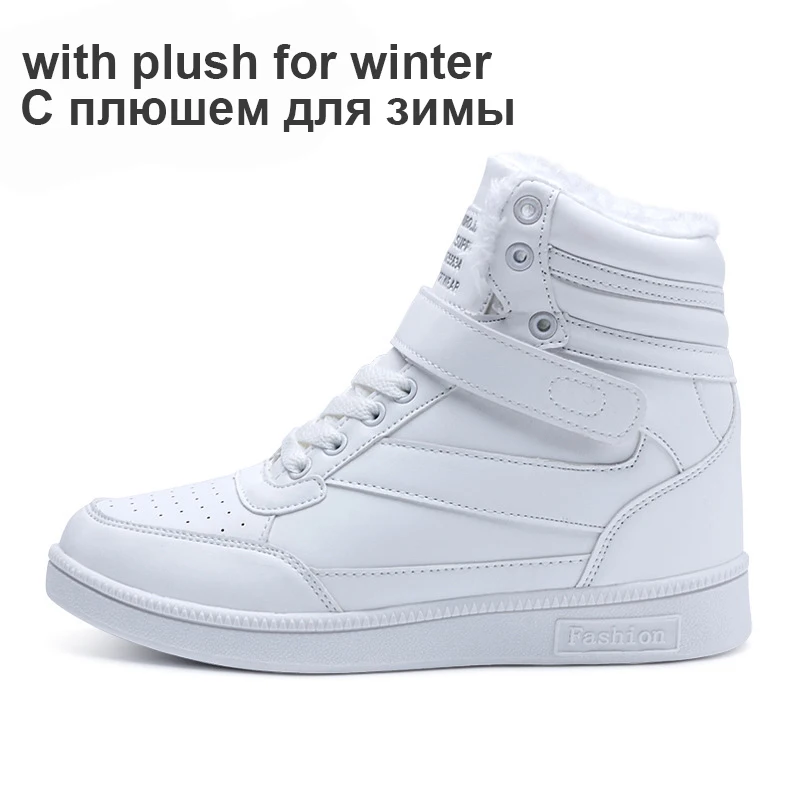 plush white Модные Скрытая обувь, увеличивающая рост Для женщин Сникеры осень зима, теплые плисовые, яркие цвета, кроссовки; Женские спортивные туфли ST213 - Цвет: plush white