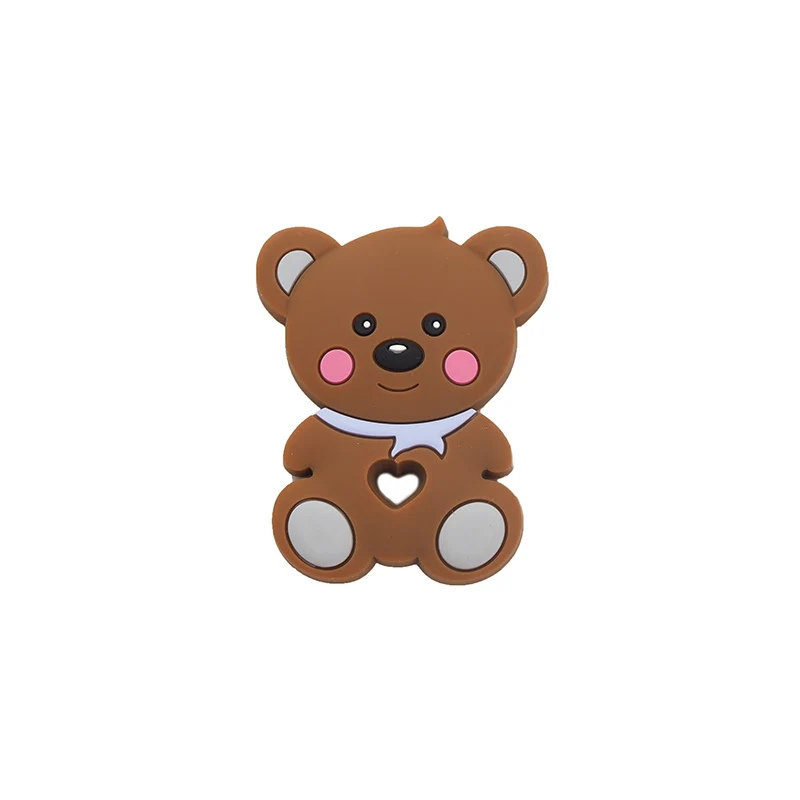 Chenkai 10 шт. силиконовый Teddy Teether детский мультяшный медведь Прорезыватель для зубов пищевой сорт для DIY жевания кормящих сосок цепи аксессуары - Цвет: Coffee