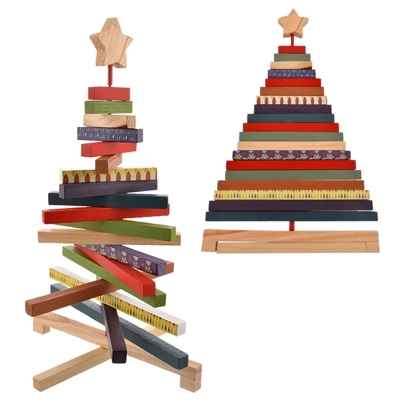 

Stripe Design Christmas Decorative Wood Crafts Christmas Tree Tree Gift Decoration Xmas Supplies Gift Toy