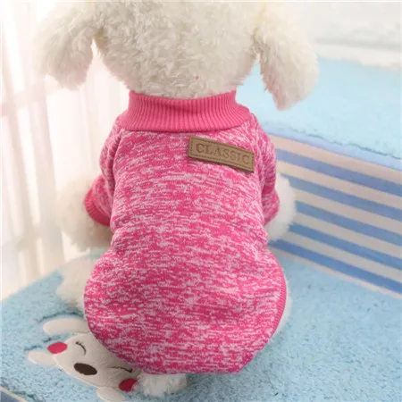 Hot Pink 8 цветов, Классический свитер для маленьких питомцев, кошек, собак, щенков, флисовый свитер, теплая куртка, пальто, зимняя верхняя одежда# B15 - Цвет: Hot Pink