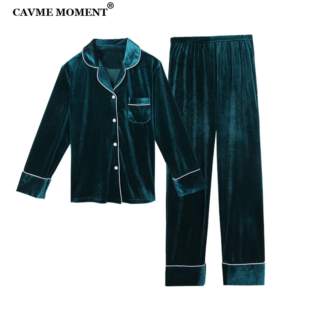 

CAVME Pajama Sets for Couples Velour Pajama Winter Sleepwear Solid Color 2 Pieces Full Sleeve Full Pants PLUS SIZE
