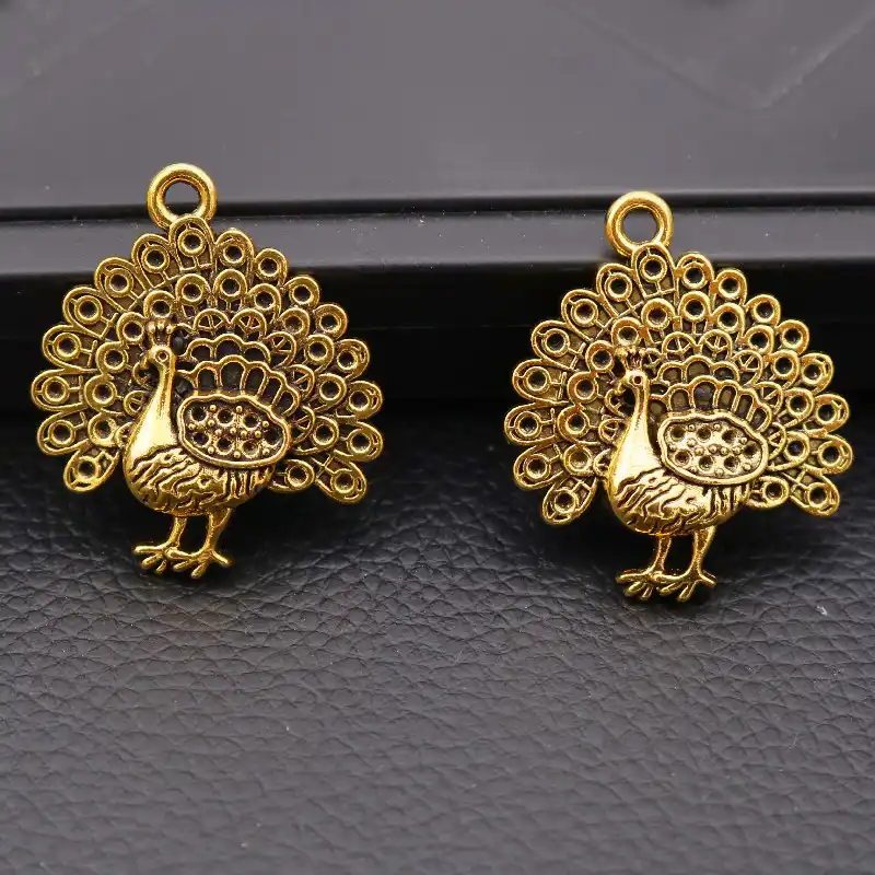 レトロ 3d ピーコックペンダント 孔雀チャーム 王の鳥チャーム 動物チャーム Diy のジュエリーチャーム アンティークゴールドトーン P35 6 個 Charms Aliexpress