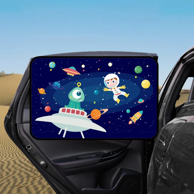 Auto-Cartoon-süßer Raumfahrer-Magnet-Seitenfenster-Sonnenschutz für die Windschutzscheibe, Sonnenschutz für die Rückseite des Autofensters, Sonnenschutz für Kinder_voghion.com