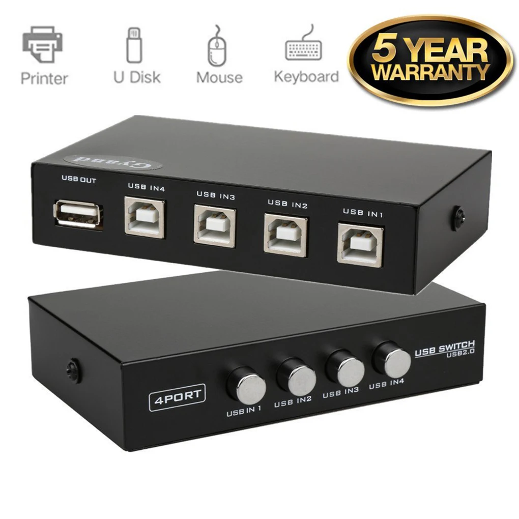 USB Переключатель Селектор 2 компьютеры обмен 4 USB устройства периферийный коммутатор коробка концентратор для мыши Клавиатура принтер
