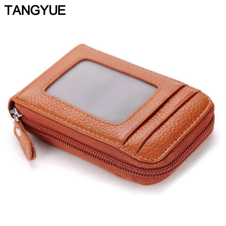 Натуральная кожа ID держатель для карт бумажник Для женщин с защитой от RFID Защита