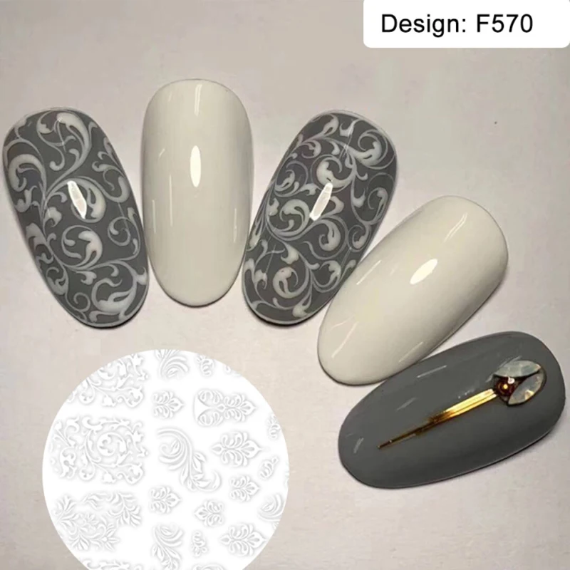 1 шт. стикеры s для дизайна ногтей белый черный цветок лист линейные маникюрные слайдеры 3D дизайн ногтей декоративные стикеры Наклейка CHF564-573