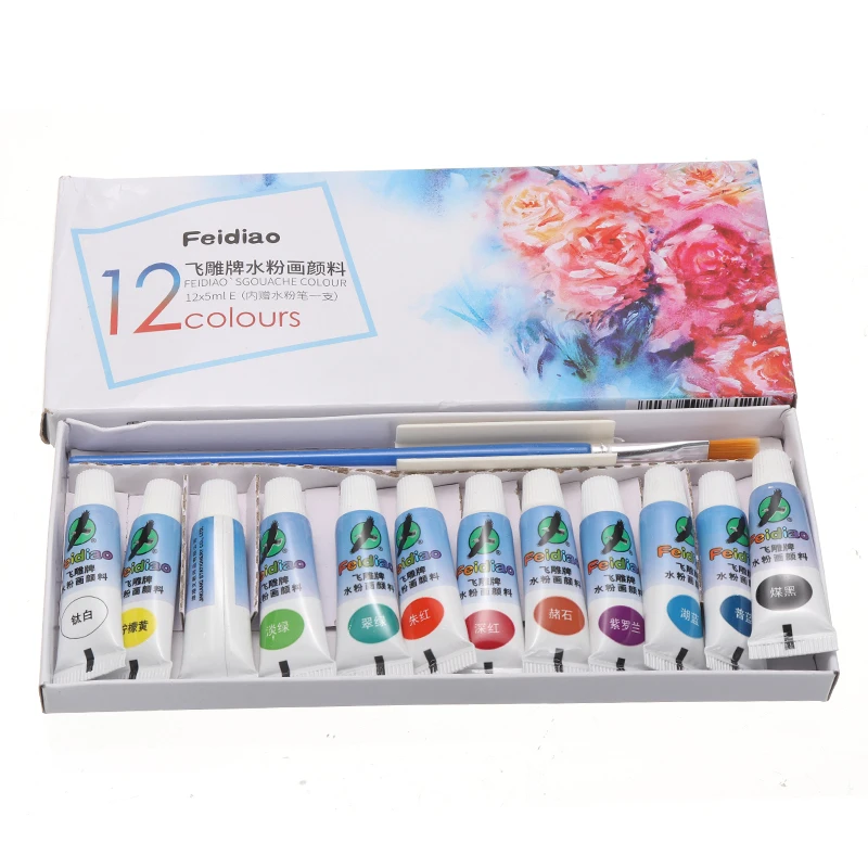 12pcs/set Acrylic Paints Professional Brush Set 5ml Tubes Oil Drawing Painting Pigment Pen for Artist Hand Painted DIY