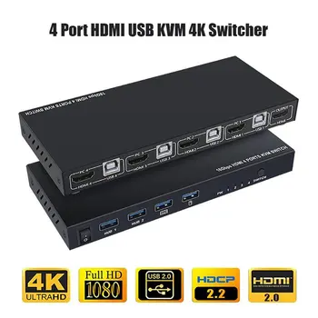 

Hdmi Four In And One Out Mouse Keyboard Usb Sharer Kvm Switch 4K Image Adaptive Screen Resolution Fast Cooling