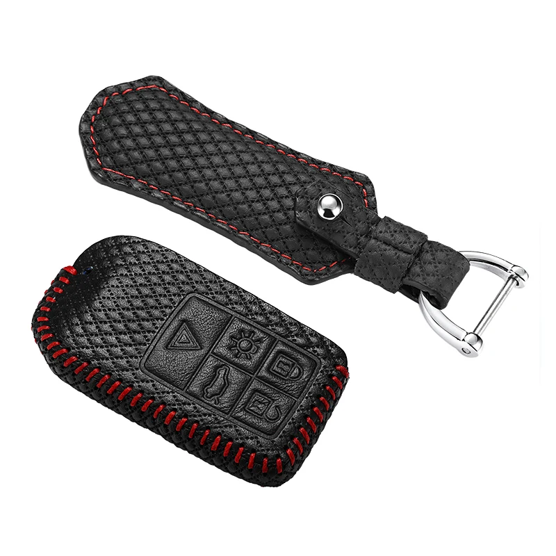 Luckeasy кожаный чехол для ключей для volvo xc60 s60 s60l v60 v40 s80l 2011- 5 buttonm Складной автомобильный держатель планшета чехол key3 - Название цвета: red line